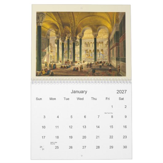Mural Calendrier de Hagia Sophia (Jan 2027)