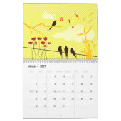 Mural Calendrier de hiboux et d'oiseaux (Mar 2027)