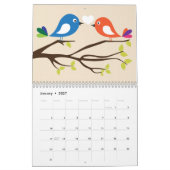 Mural Calendrier de hiboux et d'oiseaux (Jan 2027)