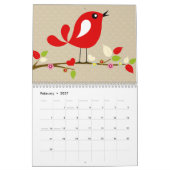Mural Calendrier de hiboux et d'oiseaux (Feb 2027)
