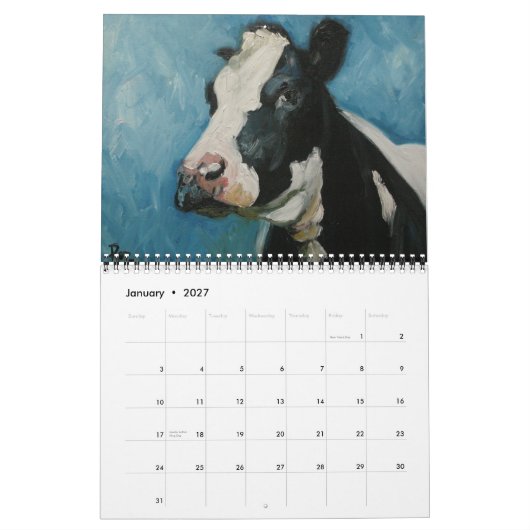 Mural Calendrier de la vache (Jan 2027)