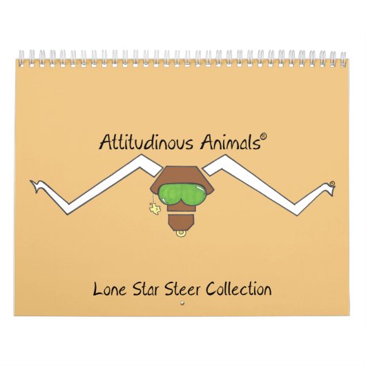 Mural Calendrier de Lone Star Steer Attitudinous Animals (Protection)