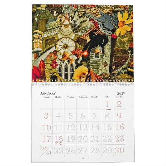 Mural Calendrier de mois des expressions -12 de collage (Jan 2027)