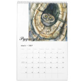 Mural Calendrier de peintures de hiboux d'aquarelle (Mar 2027)