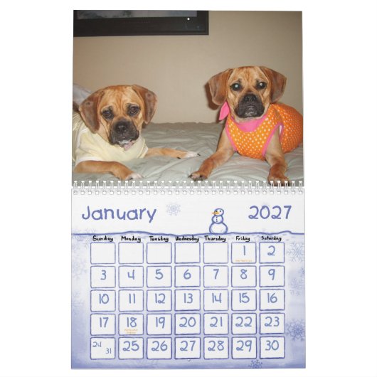 Mural Calendrier de Puggle (Jan 2027)