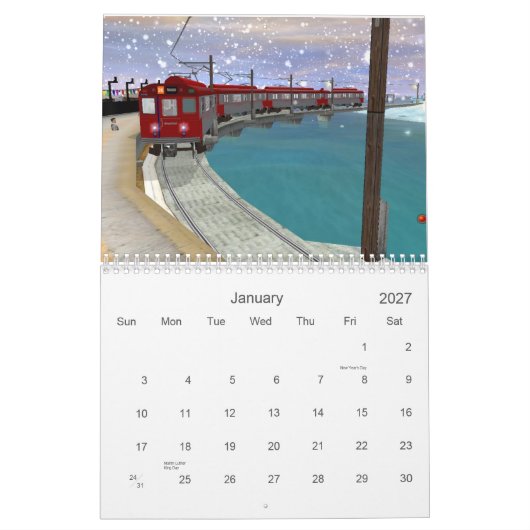 Mural Calendrier de rails du transit 2015 de métropole (Jan 2027)