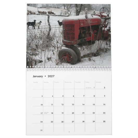 Mural Calendrier de tracteur : Tracteurs classiques (Jan 2027)