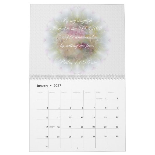 Mural Calendrier d'écritures saintes de ~ du psaume 118 (Jan 2027)