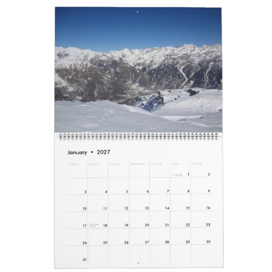 Mural Calendrier des Alpes suisses 2015 (Jan 2027)