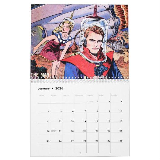 Mural Calendrier des bandes dessinées 2014 de l'espace (Jan 2026)