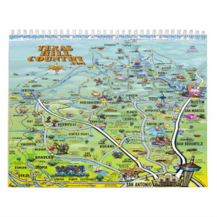 Mural Calendrier des cartes de dessin du pays de Texas H