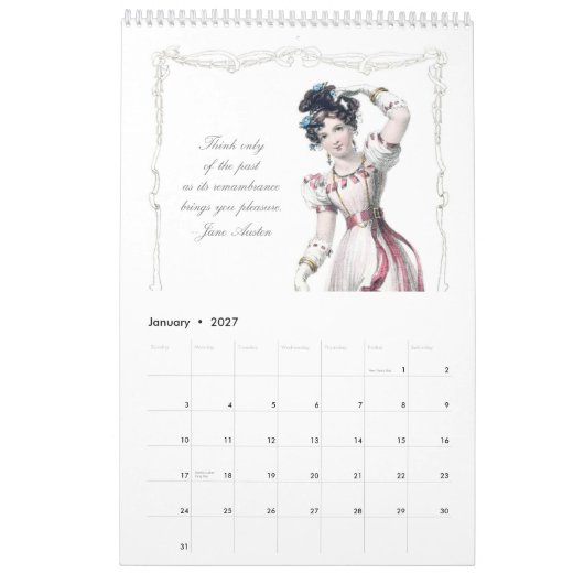 Mural Calendrier des citations 2013 de Jane Austen (Jan 2027)