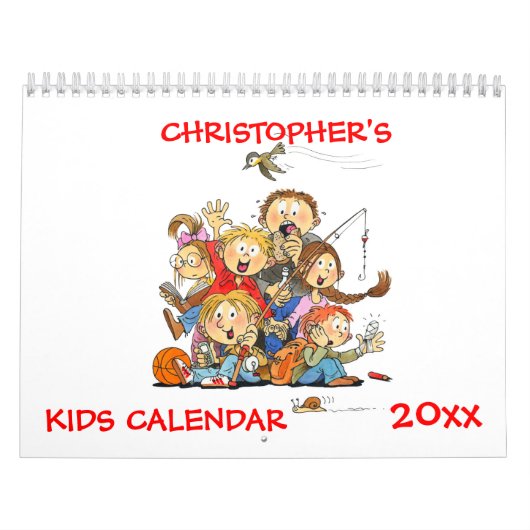 Mural Calendrier des enfants rouges - Calendrier amusant (Protection)