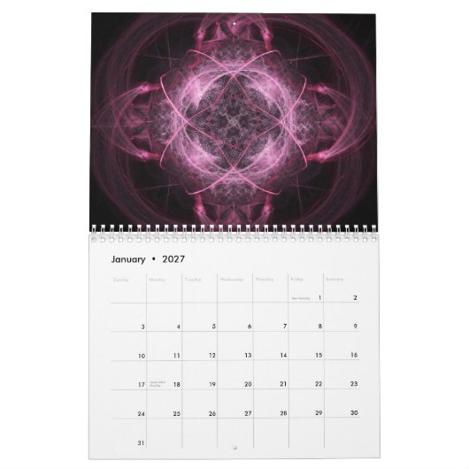 Mural Calendrier des fractales 2012 d'Apophysis (Jan 2027)
