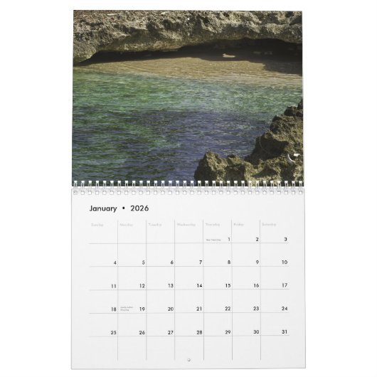 Mural Calendrier des Îles Caïman (Jan 2026)