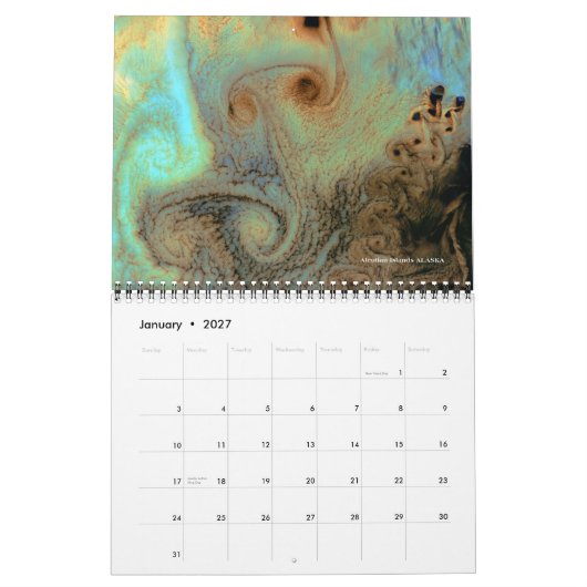Mural Calendrier des images 2014 de satellite de terre (Jan 2027)