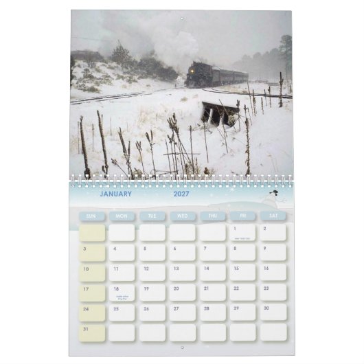 Mural Calendrier des passionnés de train (Jan 2027)