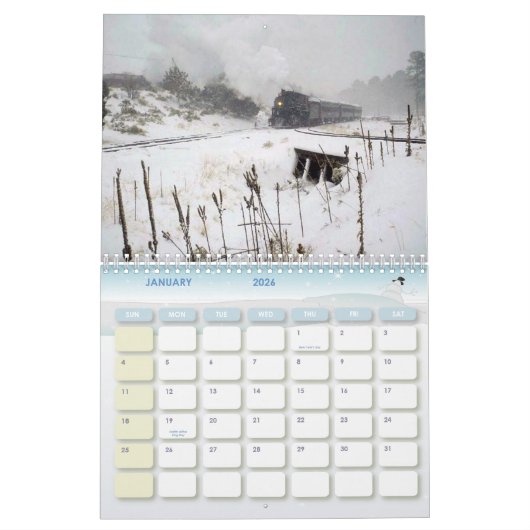 Mural Calendrier des passionnés de train (Jan 2026)