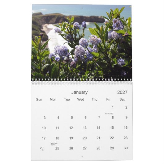 Mural Calendrier des vues 2012 de fleur sauvage (Jan 2027)