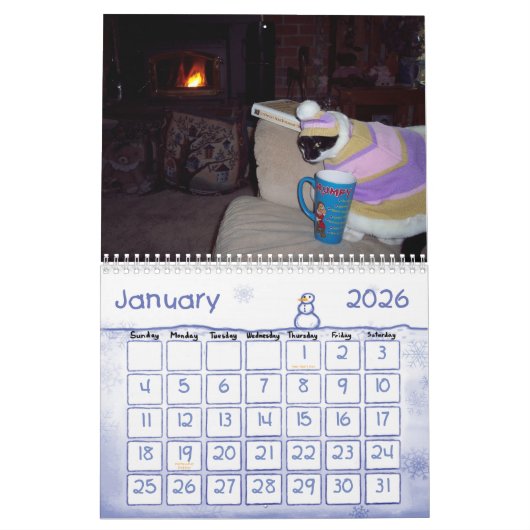 MURAL CALENDRIER D'HUMOUR DE CAT (Jan 2026)