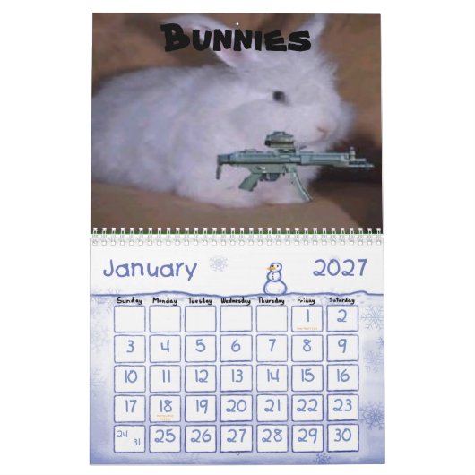 Mural Calendrier drôle d'armes à feu (Jan 2027)
