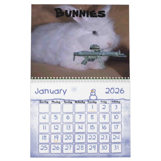 Mural Calendrier drôle d'armes à feu (Jan 2026)