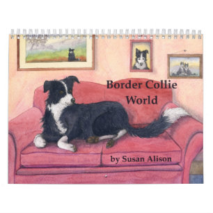 Mural Calendrier du monde de border collie
