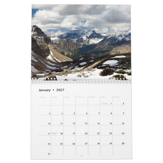 Mural Calendrier du parc national 2015 de glacier (Jan 2027)