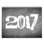 Mural Calendrier du tableau de bord 2018 Texte noir et b (Protection)