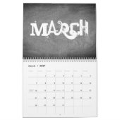 Mural Calendrier du tableau de bord 2018 Texte noir et b (Mar 2027)