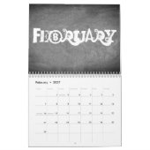 Mural Calendrier du tableau de bord 2018 Texte noir et b (Feb 2027)