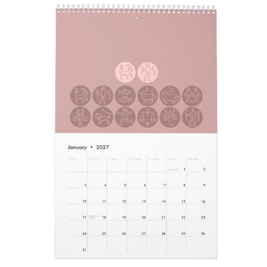 Mural Calendrier élégant d'horoscope (Jan 2027)