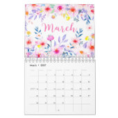 Mural Calendrier floral 2018 de jardins d'aquarelle (Mar 2027)