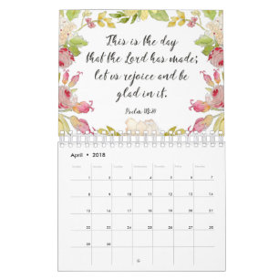Mural Calendrier floral de vers de bible d'aquarelle