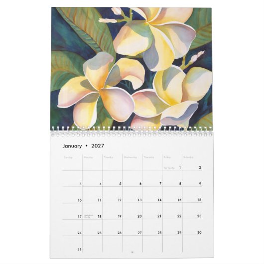 Mural Calendrier floral hawaïen (Jan 2027)