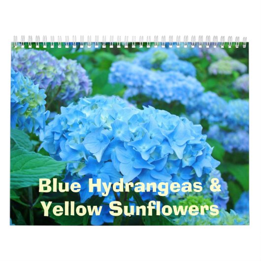 Mural Calendrier floral Hydrangeas bleus Tournesols jaun (Protection)