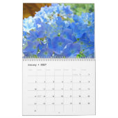 Mural Calendrier Floral Hydrangée Bleue Fleurs de soleil (Jan 2027)