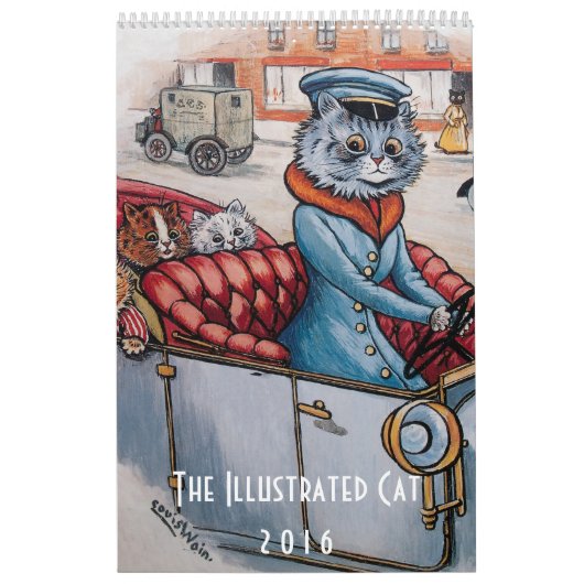 Mural Calendrier illustré de 2016 chats - Louis Wain (Protection)
