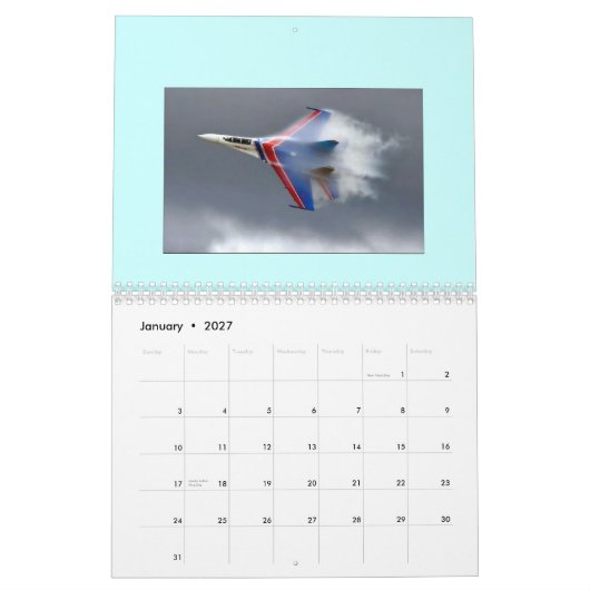 Mural Calendrier imprimé par coutume d'AVION (Jan 2027)