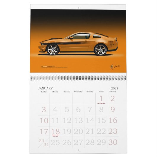 Mural Calendrier instable de hot rod de la combustion (Jan 2027)