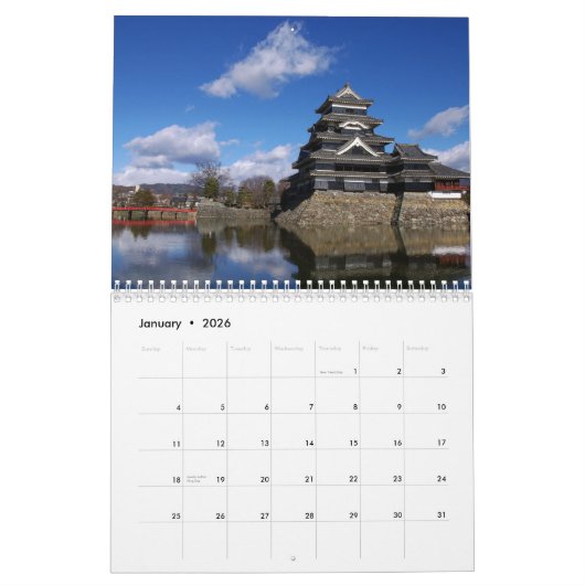 Mural Calendrier japonais 2015 de châteaux (Jan 2026)