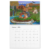 Mural Calendrier mensuel indien indigène (Feb 2026)