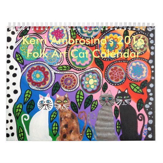 Mural Calendrier mexicain de chat d'art populaire (Protection)