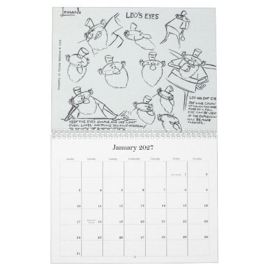 Mural Calendrier modèle de feuille de Leonardo 2010 (Jan 2027)