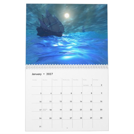 Mural Calendrier mondial des océans - Navires (Jan 2027)