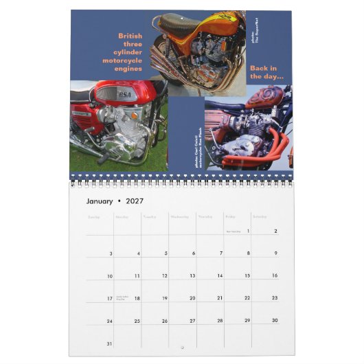 Mural Calendrier moteur de trois 2014 de taille moyenne (Jan 2027)