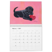 Mural Calendrier noir heureux de Labradors B 2018 (Feb 2027)