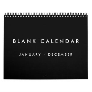 Mural Calendrier noir vierge avec vacances 12 mois