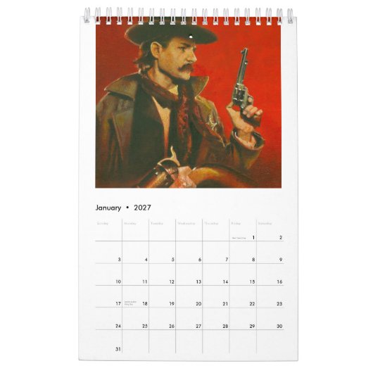 Mural Calendrier occidental sauvage d'art de couverture (Jan 2027)