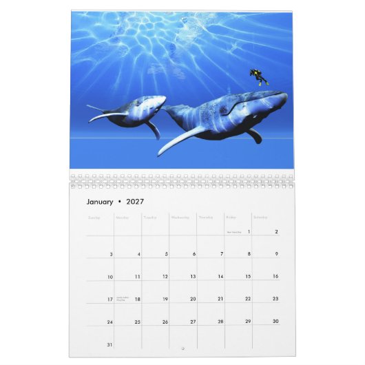 Mural Calendrier Ocean World - Baleines (Jan 2027)